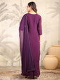 Janasya Purple Weightless Georgette Embroidered Kurta,Bottom & Dupatta