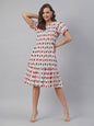Janasya Bright Cotton Ikkat A-Line Dress