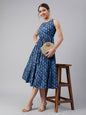 Janasya Bright Cotton Floral Tiered Dress