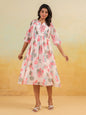 Janasya Light Georgette Floral Flared Dress