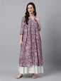 Janasya Light Cotton Floral Flared Kurta