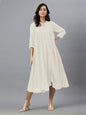 Janasya Light Dobby Chiffon Self Design Flared Kurta