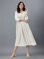 Janasya Bright Dobby Chiffon Self Design Flared Kurta
