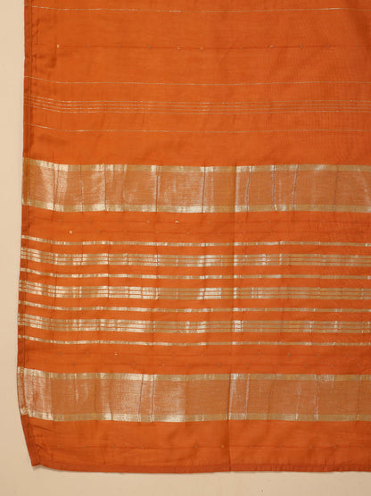 Janasya Dark Cotton Blend Yoke Design Straight Kurta Set