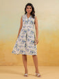Janasya Light Cotton Floral A-Line Dress