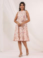 Janasya Light Cotton Floral A-Line Dress