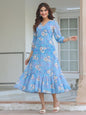 Janasya Light Georgette Floral A-Line Dress