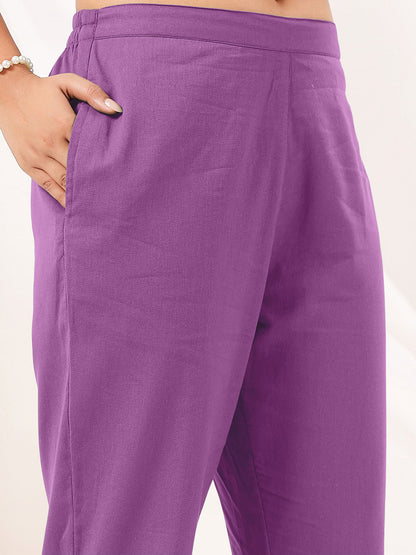 Janasya Light Cotton Solid Straight Kurta Set