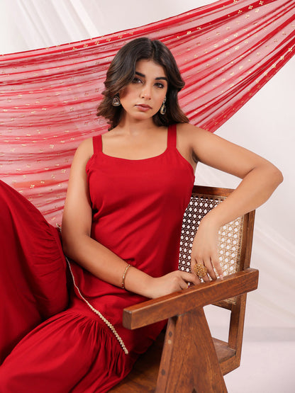 Janasya Dark Rayon Solid Straight Kurta Set
