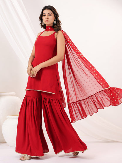 Janasya Dark Rayon Solid Straight Kurta Set