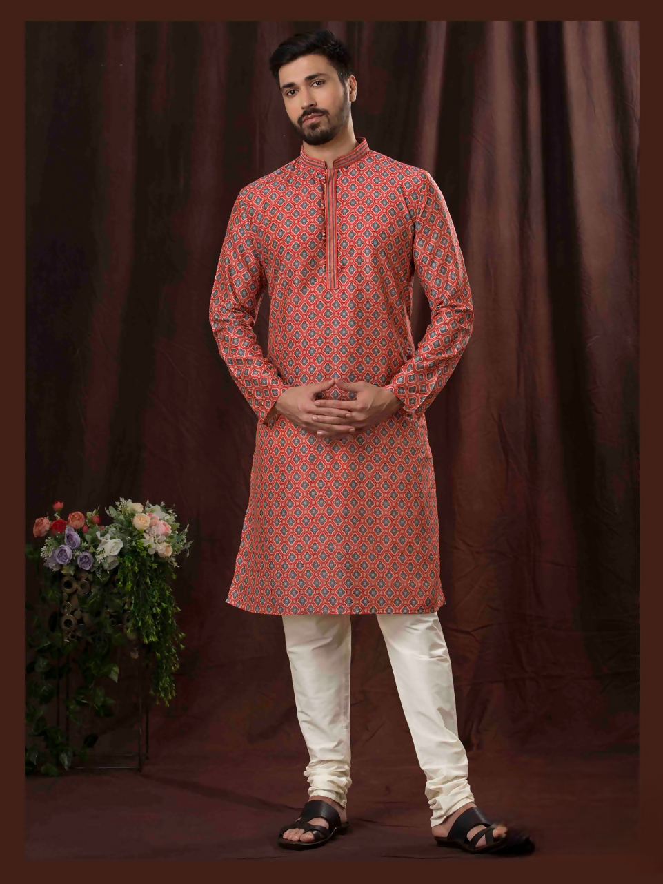 Joban Fashion Pink Art Silk Digital Print Kurta Pyjama