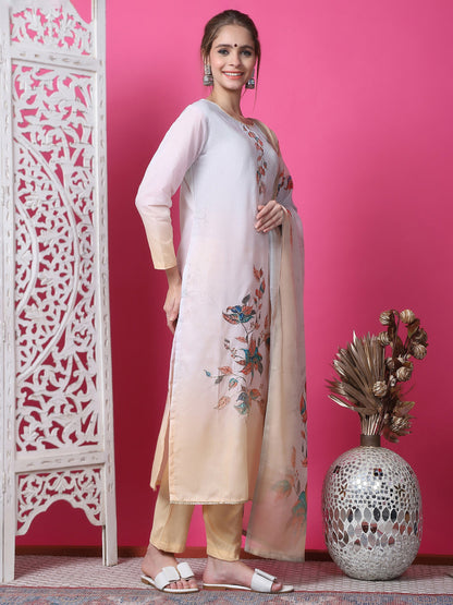 Jyoti Fashion Women's Multicolor Cotton Geometric Digital Print with Jari & Crystal Kurta with Trouser & Dupatta