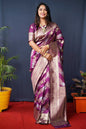 Jyoti Fashion Women's Wine Handloom Banarasi Silk Zari Woven Saree with Blouse
