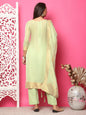 Jyoti Fashion Women's Pista Green Silk Jacquard Woven with Hand Work Salwar Suit Set