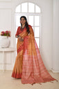 Jyoti Fashion Women's Mustard Soft Tussar Silk Printed Temple Border Traditional Saree with Blouse
