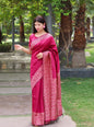 Jyoti Fashion Women's Pink Handloom Raw Silk Printed Border Traditional Saree with Blouse