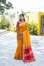 Jyoti Fashion Women's Mustard Tussar Silk Temple Border with Zari Lining Traditional Saree with Blouse