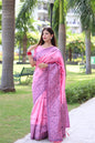 Jyoti Fashion Women's Baby Pink Handloom Raw Silk Weaving Pallu Traditional Saree with Blouse