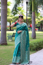 Jyoti Fashion Women's Rama Handloom Raw Silk Weaving Pallu Traditional Saree with Blouse