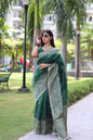 Jyoti Fashion Women's Green Handloom Raw Silk Weaving Pallu Traditional Saree with Blouse