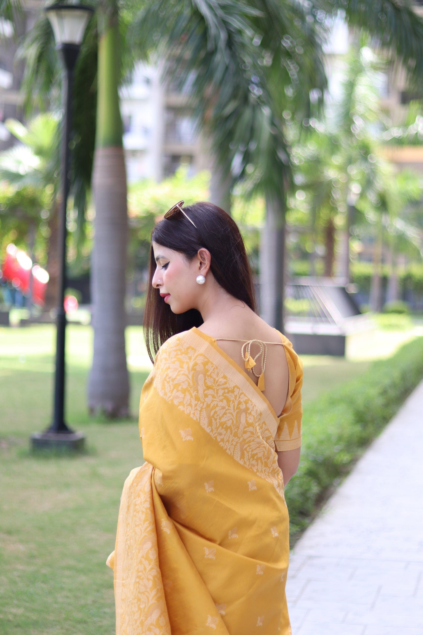 Jyoti Fashion Women's Yellow Handloom Raw Silk Weaving Pallu Traditional Saree with Blouse