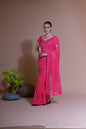 Jyoti Fashion Women's Pink Georgette Sequins Embroidered Designer Saree with Blouse