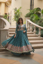 Jyoti Fashion Women's Rama Faux Georgette Rich Sequins Embroidered Anarkali Set with Dupatta