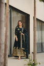 Jyoti Fashion Women's Teal Faux Blooming Zari & Sequins Embroidered Anarkali Set With Dupatta
