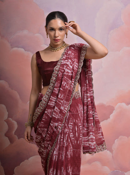 Jyoti Fashion Women's Coffee Sequence with Zari Codding Georgette Saree with Blouse