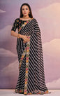 Jyoti Fashion Women's Black Coding Sequence Georgette Saree with Blouse