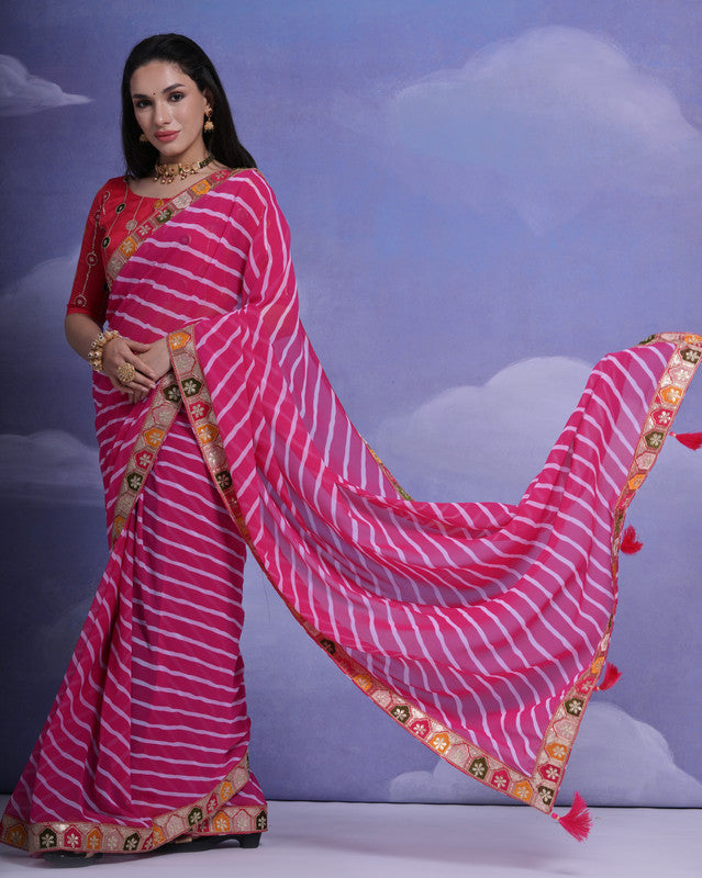 Jyoti Fashion Women's Rani Coding Sequence Georgette Saree with Blouse