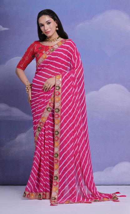 Jyoti Fashion Women's Rani Coding Sequence Georgette Saree with Blouse