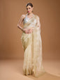 Jyoti Fashion Women's Cream Net Sequins Embroidered Designer Saree with Blouse