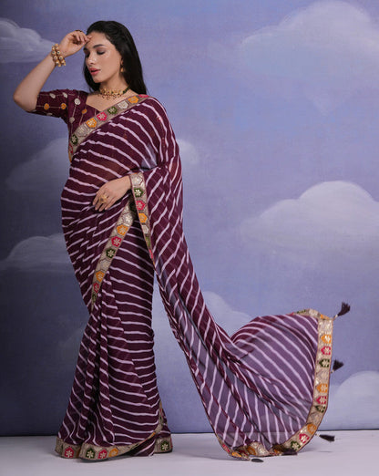 Jyoti Fashion Women's Wine Coding Sequence Georgette Saree with Blouse