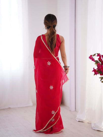 Jyoti Fashion Women's Pink Soft Fendy Embroidered Designer Saree with Blouse