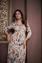 Jyoti Fashion Women's Maroon Rayon Floral Print with Handwork Designer Kurta Set with Dupatta