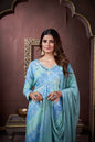 Jyoti Fashion Women's Sky Blue Rayon Floral Print with Handwork Designer Kurta Set with Dupatta