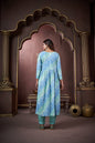 Jyoti Fashion Women's Sky Blue Rayon Floral Print with Handwork Designer Kurta Set with Dupatta
