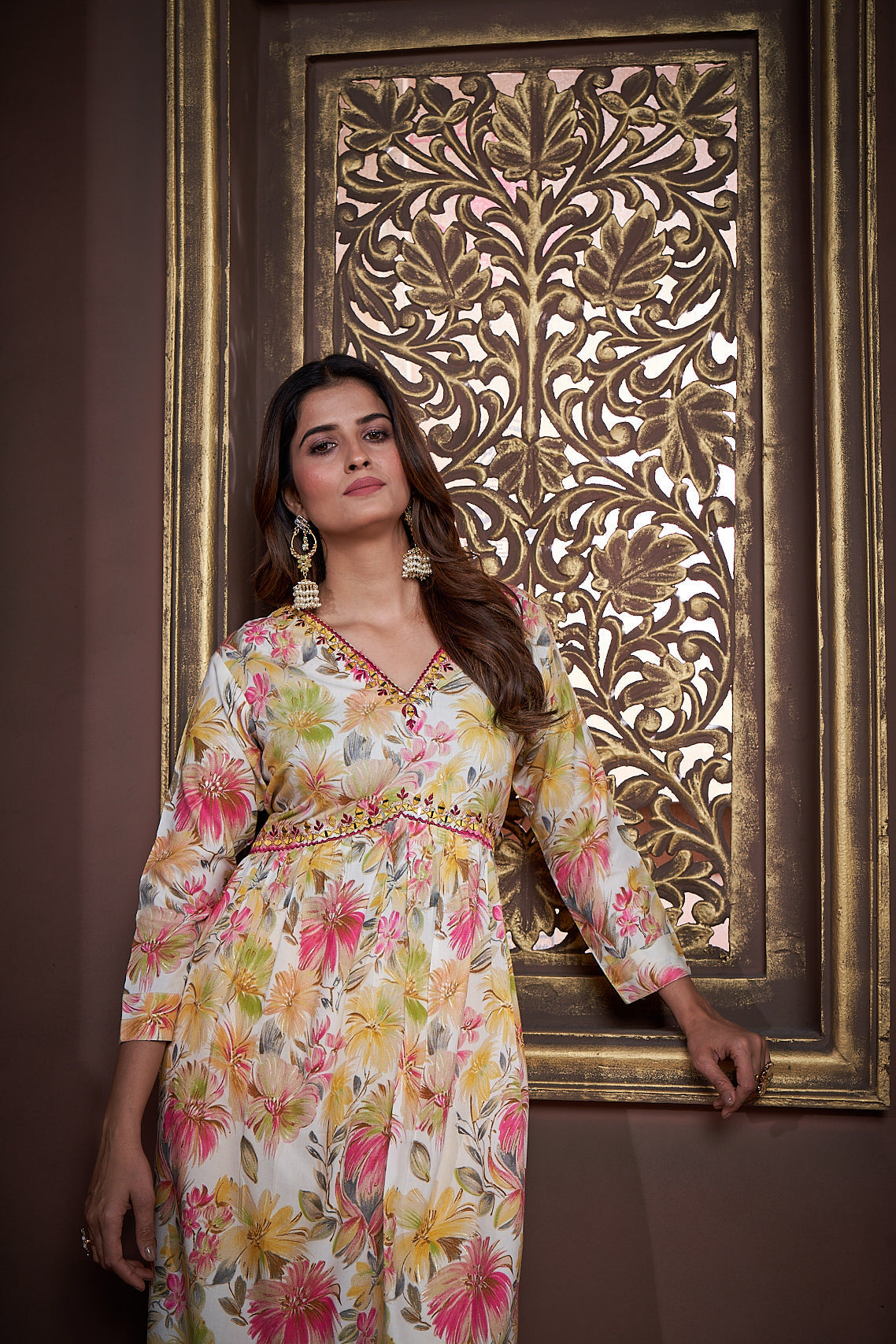 Jyoti Fashion Women's Yellow Rayon Floral Print with Handwork Designer Kurta Set with Dupatta
