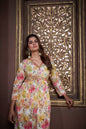 Jyoti Fashion Women's Yellow Rayon Floral Print with Handwork Designer Kurta Set with Dupatta