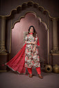 Jyoti Fashion Women's Red Rayon Floral Print with Handwork Designer Kurta Set with Dupatta