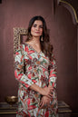 Jyoti Fashion Women's Red Rayon Floral Print with Handwork Designer Kurta Set with Dupatta