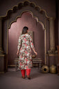 Jyoti Fashion Women's Red Rayon Floral Print with Handwork Designer Kurta Set with Dupatta