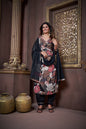 Jyoti Fashion Women's Black Rayon Floral Print with Handwork Designer Kurta Set with Dupatta