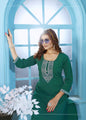 Jyoti Fashion Women's Bottle Green Rinkal Cotton Embroidered Designer Kurta with Bottom