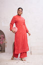 Jyoti Fashion Women's Orange Faux Georgette Embroidered Designer Kurta with Bottom