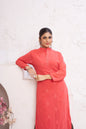 Jyoti Fashion Women's Orange Faux Georgette Embroidered Designer Kurta with Bottom