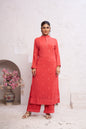 Jyoti Fashion Women's Orange Faux Georgette Embroidered Designer Kurta with Bottom