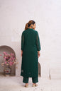Jyoti Fashion Women's Bottle Green Faux Georgette Embroidered Designer Kurta with Bottom