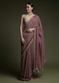 Jyoti Fashion Women's Wine Coding Sequence Chinon Saree with Blouse